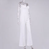 Luxury Slim Fitting Sexy Jumpsuit with Chain Straps! Sleeveless Slip Top Cyber Celebrity Fashion 2111 - KellyModa Store