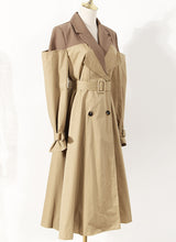 False 2-Piece Blazer and Kahki Trench Coat! Chic Fall Winter Overcoat Wind Coat 2207