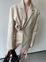 Tied Blossom! Asymmetric Blazer Top Jacket Blazer Office Fashion 2210