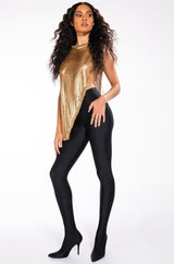 Long Asymmetric! Drapping Sexy Top with Flicker Metallic Fabric , Shining Tops