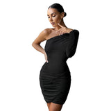 Asymmetric Slim Fitting Sexy Strapless Hip Dress ! Night Club Hot Dress Celebrity Fashion 2111 - KellyModa Store