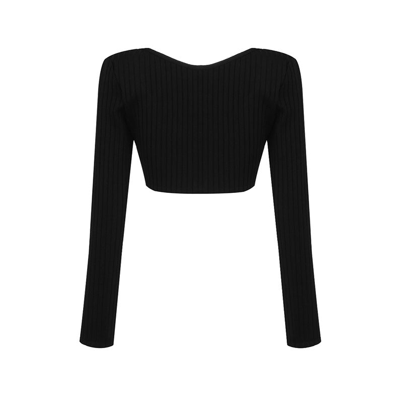 Ribbed Crop Top Long Sleeve! Sexy Ribbed Basic Crop Top Cyber Fashion 2203