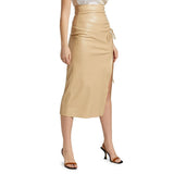 Laced-up Faux Leather Long Skirt! PU leather  Hip-Hugger, Women Skirt Fashion 2202