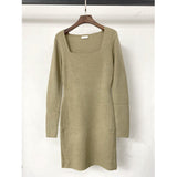 Minimal Solid Color Sweater Dress 3 Colors! Slim Fitting Knitwear Celebrity Fashion 2202