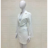 Long Sleeves White Cut Out Blazer Top and mini Skirt 2-Piece Set! High Street Fashion 2112 - KellyModa Store