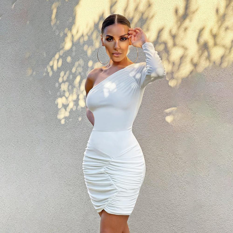 Asymmetric Slim Fitting Sexy Strapless Hip Dress ! Night Club Hot Dress Celebrity Fashion 2111 - KellyModa Store