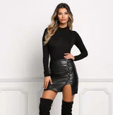 Lace-up Slim Fitting PU Leather Skirt! PU Leather Bottoms, Women Jeans, Femme Bottoms, Hot skirt 2301