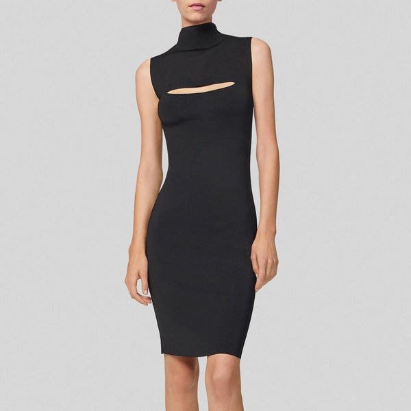 Breast Cut Out Turtle Neck Sleeveless Dress! Slim Fitting Sexy Dress Cyber Fashion 2201