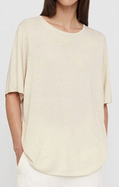 Genuine Tussah Silk Knitwear Tee Minimal Basic Normcore Style Women's Knitwear Shirt !  Designer Fashion 2208
