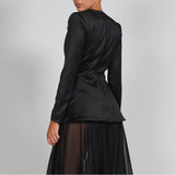 Exquisite Black Chic Blazer and Mesh Long Skirt 2-Piece Set! High Street Fashion Trendy 2112 - KellyModa Store