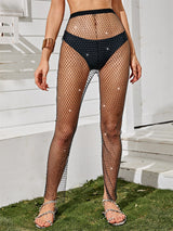 Sexy See-through Mesh straight leg Pants with Shining Rhinestones , Bikini Cover Up Bottoms, ClubWear - KellyModa Store