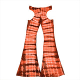 Striped Tie-dyed Hollow Out Top and Wide Leg Pants 2-piece Set! Sleeveless Sexy Tops Celebrity Fashion 2111 - KellyModa Store