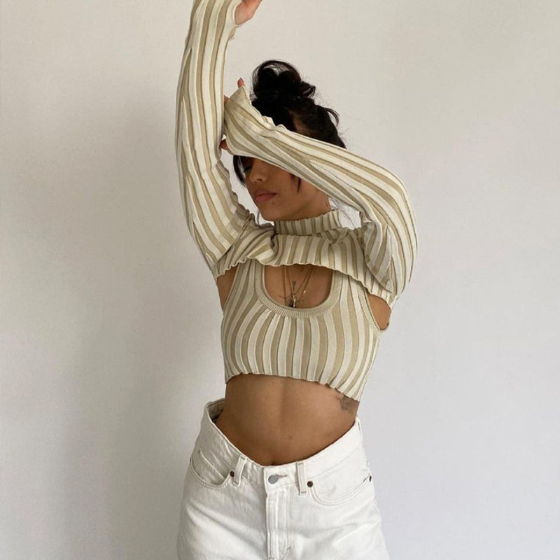 Sexy Turtle Neck Crop Top Knitwear 4 Colors! See through Sexy Knitted Top Celebrity Fashion 2111 - KellyModa Store