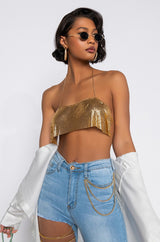 Shortest Edition Sexy Backless Halter Crop Top Bra with Flicker Sequins Fabric, Shining Tops - KellyModa Store