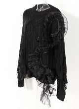 Organza Ruffled Ripped Sweater Top Knitwear!  Casual Sweater Top Celebrity Fashion 2207