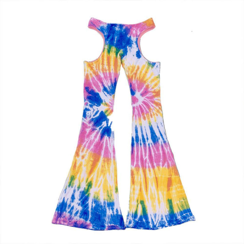 Tie-dyed Striped Sexy Crop Top and Wide Leg Pants 2-piece Set! Sleeveless Sexy Tops Celebrity Fashion 2111 - KellyModa Store