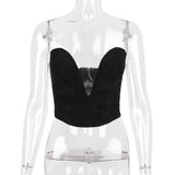 V Plunged Strapless Corset Top! Sexy Cropped Forming Top Celebrity Fashion 2209