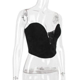 V Plunged Strapless Corset Top! Sexy Cropped Forming Top Celebrity Fashion 2209