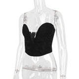 V Plunged Strapless Corset Top! Sexy Cropped Forming Top Celebrity Fashion 2209