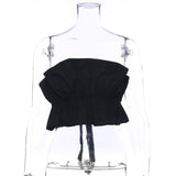 Ruffled Sexy Strapless Crop Top 3 Colors! Sleeveless Sexy Small Cropped Top Celebrity Fashion 2111 - KellyModa Store