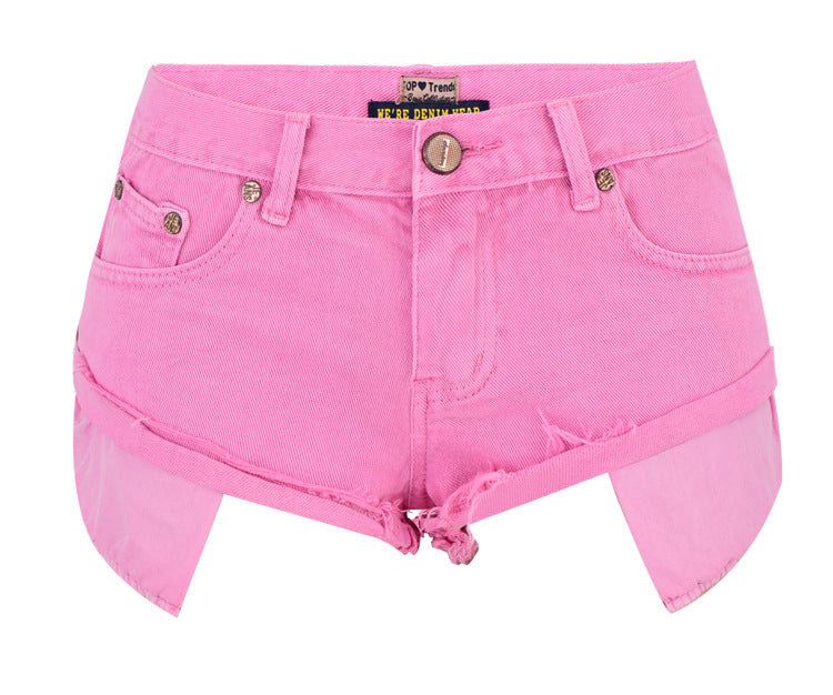 Sweet Macaron Color Jeans, Denim Shorts Hot Pants, Bottoms, Femme Bottoms - KellyModa Store