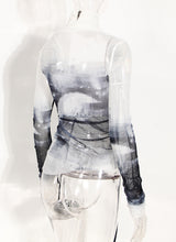 Trendy See-Through Mesh Long Sleeve Turtle Neck Top ! Cut Off Top Cyber Fashion 2205