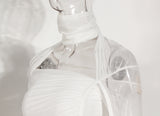 Trendy See-Through Mesh Long Sleeve Turtle Neck Top ! Cut Off Top Cyber Fashion 2205