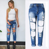 Big Holes Nine!Blue Jeans, Denim, Bottoms, Women Jeans, Femme Bottoms, Pants Trousers - Bohedian.Shop