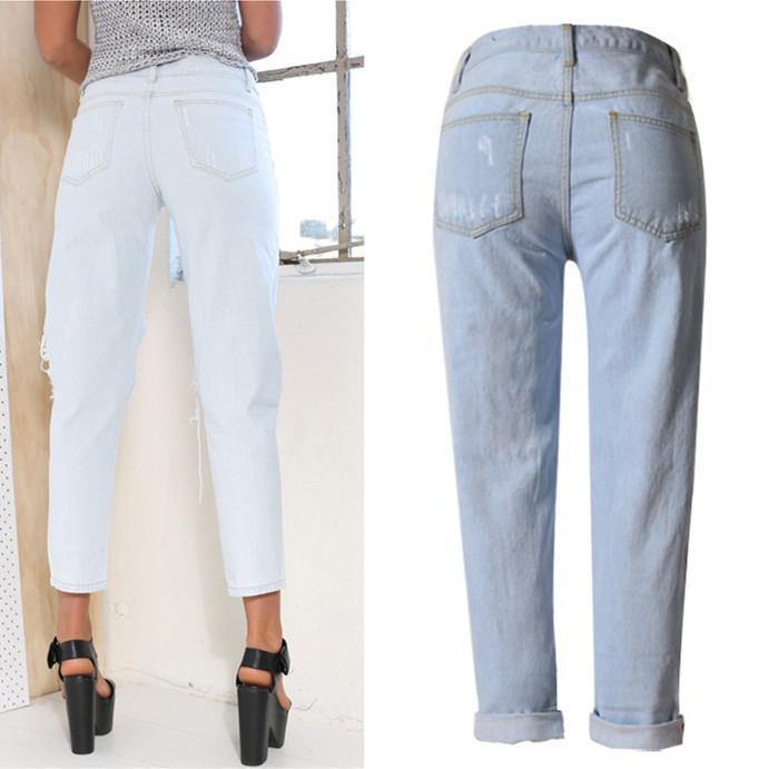 Big Hollow-Out! Straight Leg Jeans, Denim, Bottoms, Women Jeans, Femme Bottoms - Bohedian.Shop