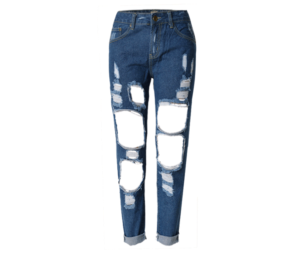 Big Holes Nine!Blue Jeans, Denim, Bottoms, Women Jeans, Femme Bottoms, Pants Trousers - Bohedian.Shop