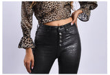 Black PU Skinny Leopard! Leather Pants, Bottoms, Women Jeans, Femme Bottoms, Leopard Skninny-TownTiger