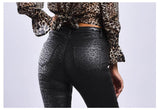 Black PU Skinny Leopard! Leather Pants, Bottoms, Women Jeans, Femme Bottoms, Leopard Skninny-TownTiger