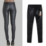 Black PU Skinny Low Waist! Leather Pants, Bottoms, Women Jeans, Femme Bottoms, Trousers-TownTiger