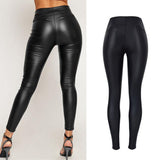 Black PU Skinny Minimal! Leather Stretch Pants, Bottoms, Women Jeans, Femme Bottoms, Leather-TownTiger