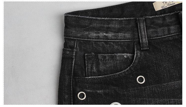 Black Shorts Eyelets!Black Jeans Shorts, Distressed Denim Hot Pants, Bottoms,Femme Bottoms - Bohedian.Shop