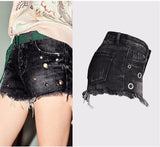 Black Shorts Eyelets!Black Jeans Shorts, Distressed Denim Hot Pants, Bottoms,Femme Bottoms - Bohedian.Shop