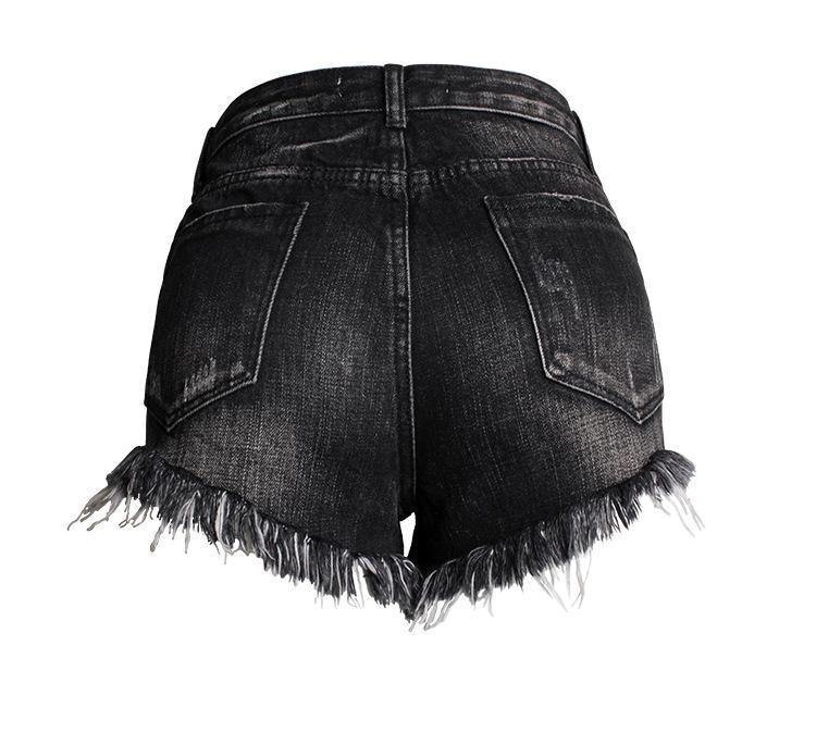 Black Shorts Eyelets!Black Jeans Shorts, Distressed Denim Hot Pants, Bottoms,Femme Bottoms - Bohedian.Shop