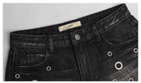 Black Shorts Eyelets!Black Jeans Shorts, Distressed Denim Hot Pants, Bottoms,Femme Bottoms - Bohedian.Shop