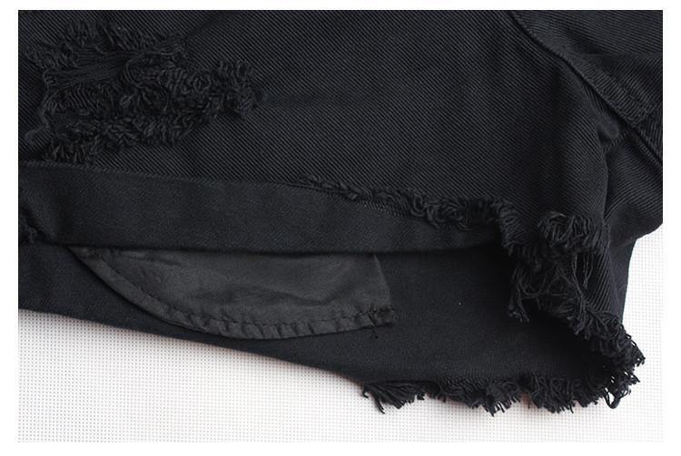 Black Shorts Ripped!Black Jeans,Printed Denim Hot Pants, Bottoms,Femme Bottoms - Bohedian.Shop