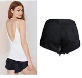 Black Shorts Ripped!Black Jeans,Printed Denim Hot Pants, Bottoms,Femme Bottoms - Bohedian.Shop