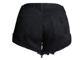 Black Shorts Ripped!Black Jeans,Printed Denim Hot Pants, Bottoms,Femme Bottoms - Bohedian.Shop