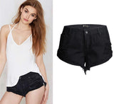 Black Shorts Ripped!Black Jeans,Printed Denim Hot Pants, Bottoms,Femme Bottoms - Bohedian.Shop