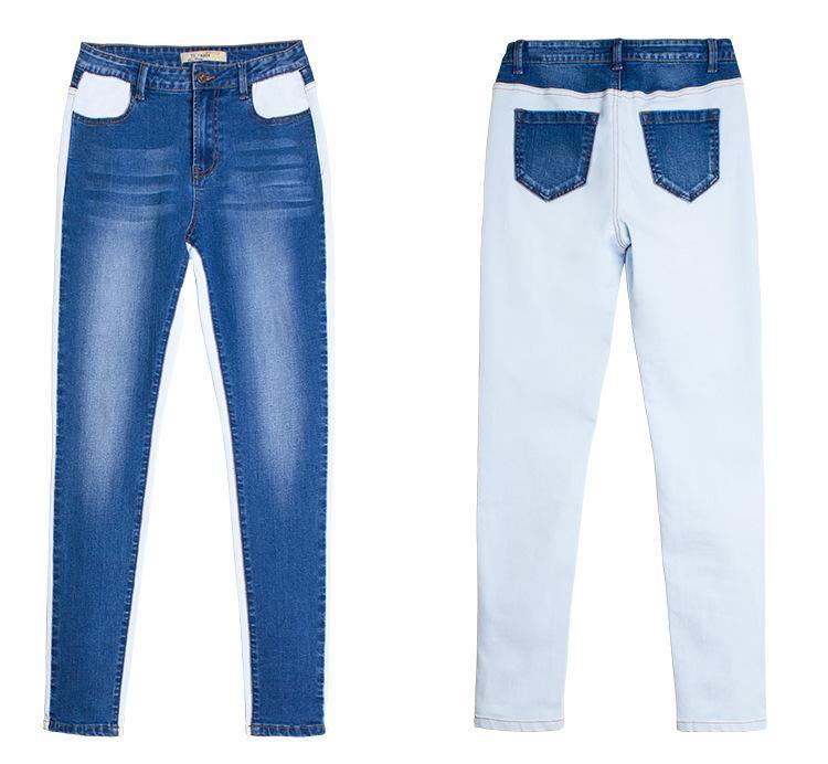 Blue and White Color-Contrast! Blue Skinny Jeans, Denim, Women Jeans, Femme Bottoms - Bohedian.Shop