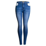 Blue and White Color-Contrast! Blue Skinny Jeans, Denim, Women Jeans, Femme Bottoms - Bohedian.Shop