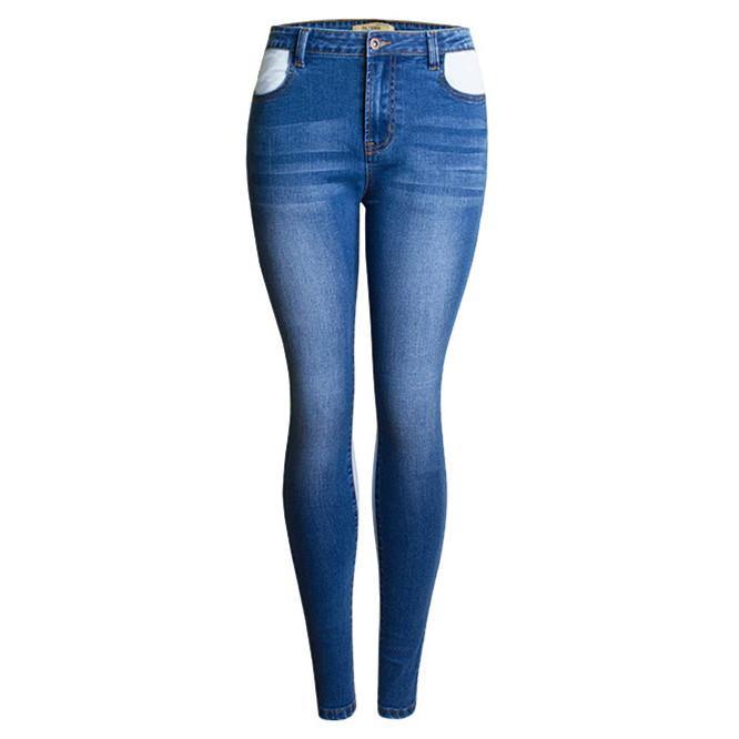 Blue and White Color-Contrast! Blue Skinny Jeans, Denim, Women Jeans, Femme Bottoms - Bohedian.Shop