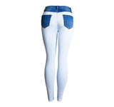 Blue and White Color-Contrast! Blue Skinny Jeans, Denim, Women Jeans, Femme Bottoms - Bohedian.Shop