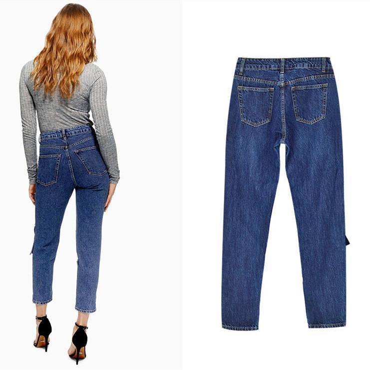 Blue Ripped! Blue Ripped Jeans, Denim, Bottoms, Women Jeans, Femme Bottoms, Pants Trousers-TownTiger