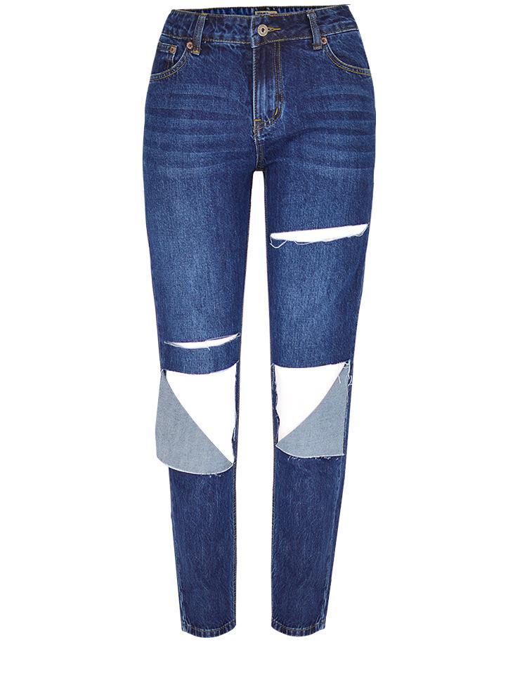 Blue Ripped! Blue Ripped Jeans, Denim, Bottoms, Women Jeans, Femme Bottoms, Pants Trousers-TownTiger