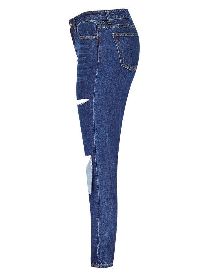 Blue Ripped! Blue Ripped Jeans, Denim, Bottoms, Women Jeans, Femme Bottoms, Pants Trousers-TownTiger