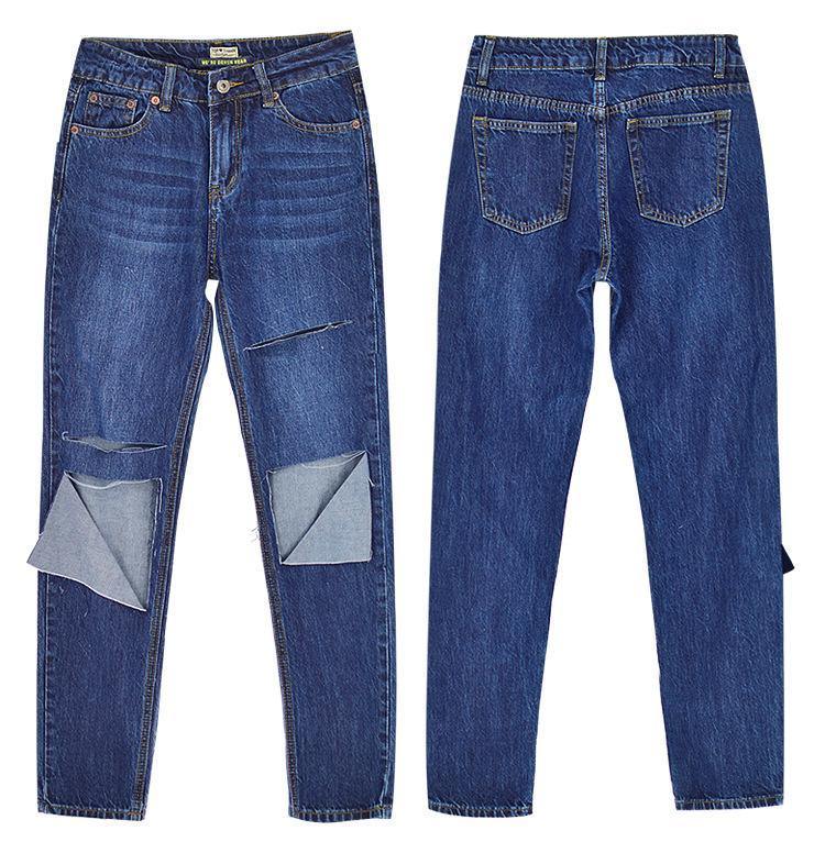 Blue Ripped! Blue Ripped Jeans, Denim, Bottoms, Women Jeans, Femme Bottoms, Pants Trousers-TownTiger